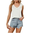 thumbnail image 1 of ZyeKqe Tank Tops for Women Sleeveless V Neck Ruffle Shirts Solid Color Beach Top Summer Tops, 1 of 6