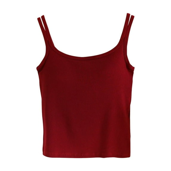 ZyeKqe Tank Tops for Women Spaghetti Strap Sleeveless Shirts Scoop Neck Basic Layer Undershirts Ribbed Knit Tees