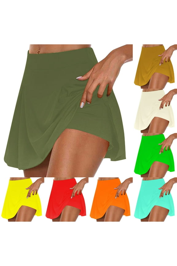 Tennis Skirts for Women High Waisted Athletic Skorts Gradient Color Pleated Inner Shorts Sport Workout Skorts