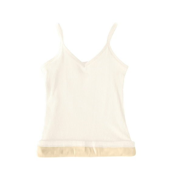 ZyeKqe Thermal Tank Top for Women Fleece Lined Base Layer Camisole Vest Sleeveless V Neck Underwear Top