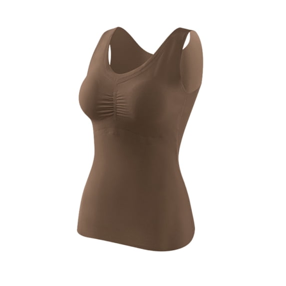 ZyeKqe Thermal Tops for Women Fall Winter Tank Tops with Built in Bra Undershirt Warm Camisole Base Layer