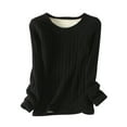 thumbnail image 1 of ZyeKqe Thermal Underwear for Women Fleece Lined Tops Solid Color Crew Neck Undershirts for Cold Weather, 1 of 6
