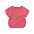 thumbnail image 1 of ZyeKqe Toddler Baby Boy Girl Clothes Short Sleeve Crew Neck Blouses Top Summer Basic Tees Solid Color T-Shirts, 1 of 9