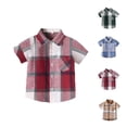 thumbnail image 1 of ZyeKqe Toddler Baby Boys Girls Plaid Shirts Short Sleeve Button down Lapel Shirt Tops Spring Summer Clothes, 1 of 3