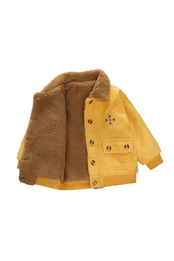 Toddler Baby Boys Girls Sherpa Lined Jacket Unisex Long Sleeve Button down Outwear Kids Thicken Warm Coat