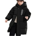 thumbnail image 1 of ZyeKqe Toddler Baby Boys Mid-Long Puffer Jackets Long Sleeve Hooded down Coat Full Zip up Thermal Warm Outwear, 1 of 8