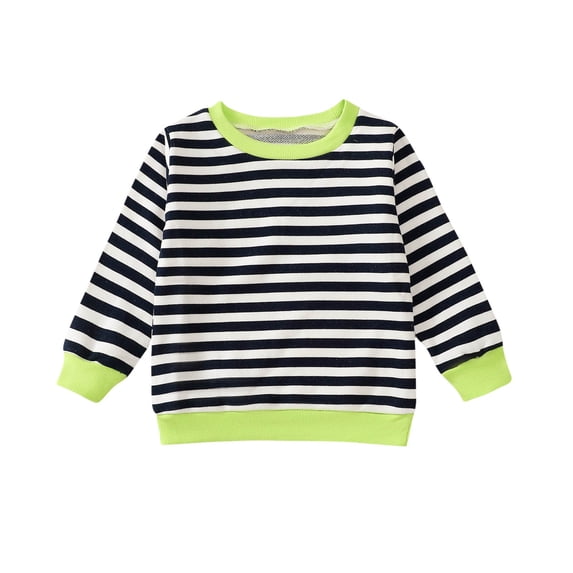 ZyeKqe Toddler Baby Clothes Boys Girls Crewneck Sweatshirts Long Sleeve Striped Shirts Casual Pullover Top