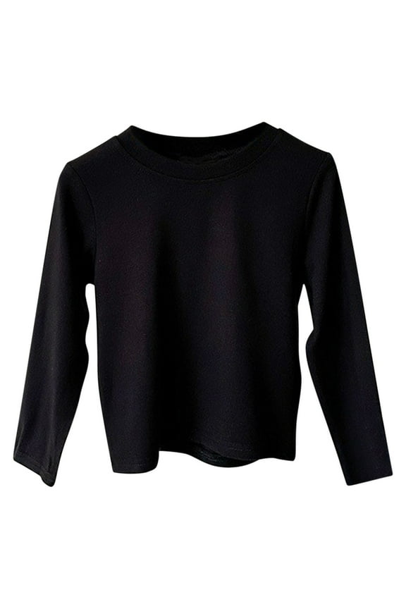 Toddler Baby Clothes Boys Girls Long Sleeve Shirts Crewneck Basic Base Layer Solid Color Warm Cotton Tops Kids Plain T Shirt