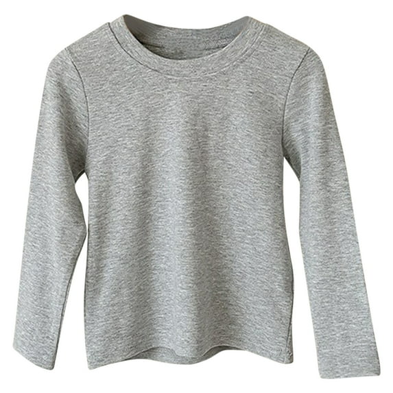 ZyeKqe Toddler Baby Clothes Boys Girls Long Sleeve Shirts Crewneck Basic Base Layer Solid Color Warm Cotton Tops Kids Plain T Shirt