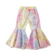 thumbnail image 1 of ZyeKqe Toddler Baby Clothes Little Girls Flare Jeans Ripped Wide Leg Ruffle Hem Denim Pants High Waisted Bell Bottom Cute Trousers, 1 of 9