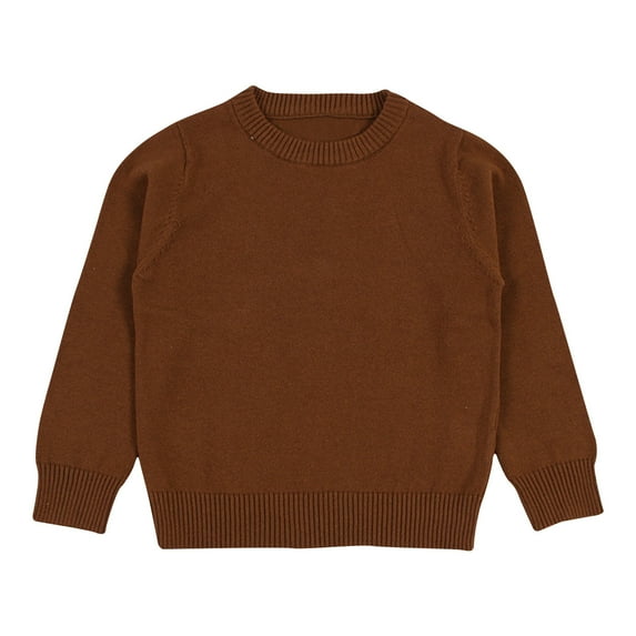 ZyeKqe Toddler Baby Girl Boy Sweaters Long Sleeve Knit Top Solid Color Crewneck Pullover Top Fall Winter Clothes