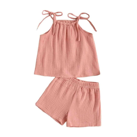 ZyeKqe Toddler Baby Girl Clothes Sleeveless Tank Tops Elastic Waisted Shorts Cute Summer Outfits