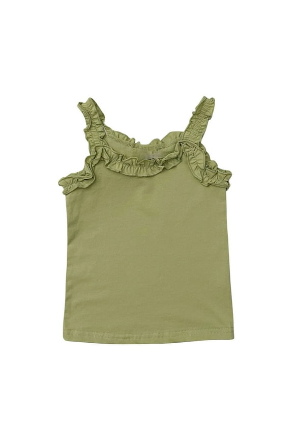 Toddler Baby Girl Tank Tops Newborn Ruffle Sleeveless Shirts Infant Soft Scoop Neck Camisole Top