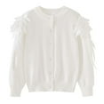 thumbnail image 1 of ZyeKqe Toddler Baby Girls Button down Cardigans Sweater Crewneck Long Sleeve Knit Top Solid Color Cute Outwear, 1 of 3