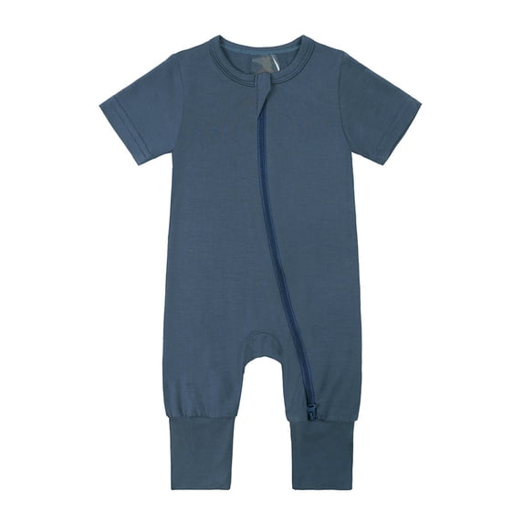 ZyeKqe Baby Boy Girl Romper Infant Short Sleeve Crew Neck Full Zipper Jumpsuits Toddler 1 Piece Fall Clothes