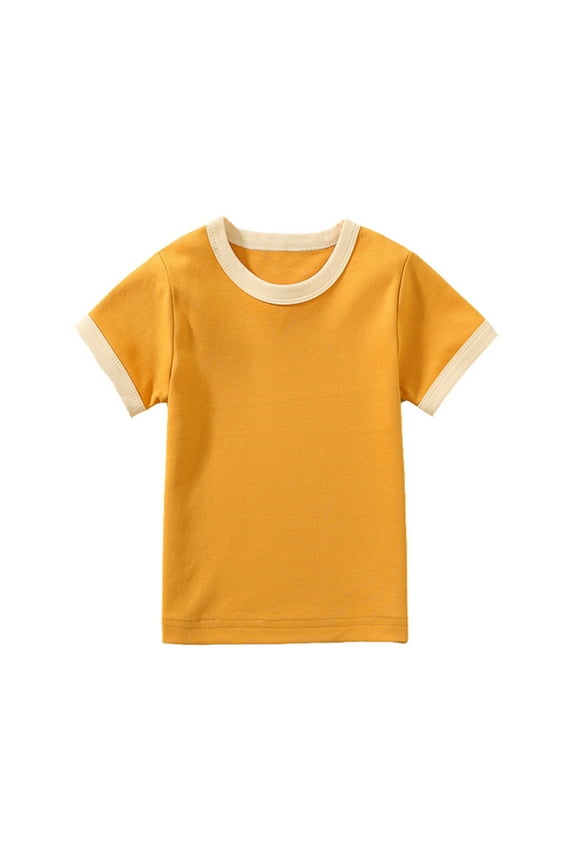 Toddler Boys Girls Summer Tops Unisex Short Sleeve Crewneck T Shirts Solid Color Loose Fitted Comfy Tees