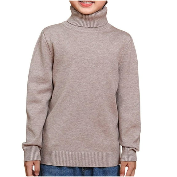 ZyeKqe Toddler Boys Girls Sweaters Turtleneck Long Sleeve Ribbed Knit Top Loose Fitted Soft Warm Knitwear Fall Winter Clothes