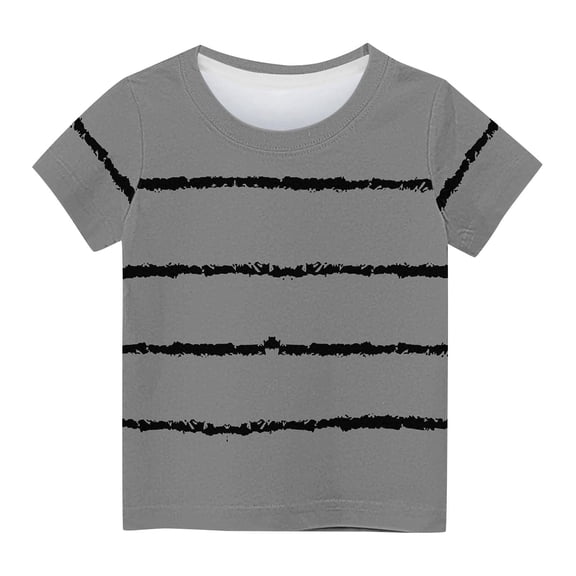 ZyeKqe Toddler Boys Girls T-Shirts Baby Kids Short Sleeve Color Block Shirts Crewneck Striped Cute Summer Tops
