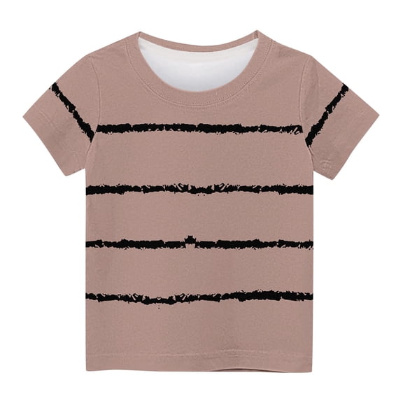 ZyeKqe Toddler Boys Girls T-Shirts Baby Kids Short Sleeve Color Block Shirts Crewneck Striped Cute Summer Tops