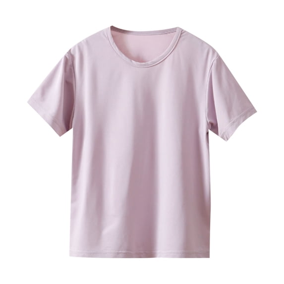 ZyeKqe Toddler Boys Girls T Shirts Short Sleeve Round Neck Tees Casual Solid Color Soft Summer Top