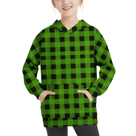 ZyeKqe Toddler Clothes Boys Girls Fleece Lined Hoodies Kids Fall Winter Long Sleeve Shirts Plaid Pullover Hooded Sweatshirts