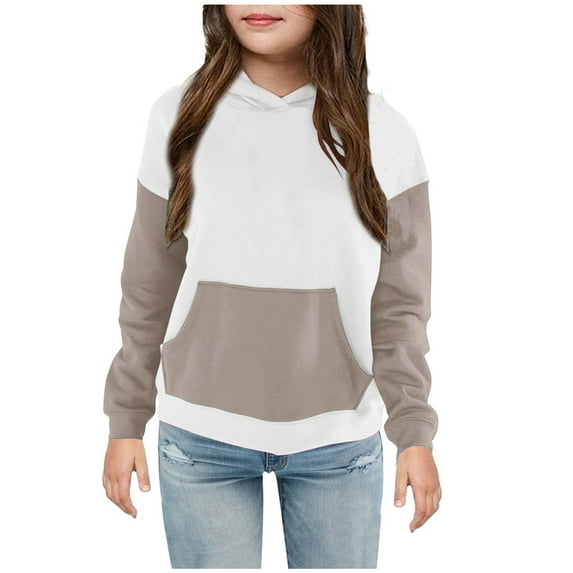 ZyeKqe Toddler Clothes Boys Girls Hoodies Long Sleeve Shirts Drawstring Hooded Sweatshirts Color Block Casual Pullovers