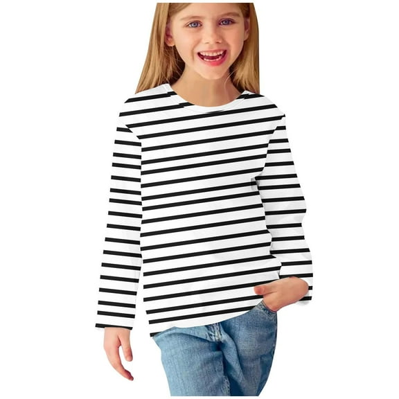 ZyeKqe Toddler Clothes Boys Girls Long Sleeve Tops Round Neck Blouses Striped Loose Fitted Tees Unisex Baby Outfits