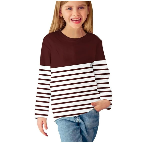 ZyeKqe Toddler Clothes Boys Girls Long Sleeve Tops Round Neck Blouses Striped Loose Fitted Tees Unisex Baby Outfits