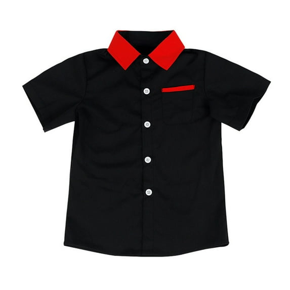 ZyeKqe Toddler Clothes Kids Shirts Girls Boys Short Sleeve Shirts V Neck Button down Solid Color Casual Tops 3 - 11 Years