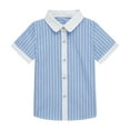 thumbnail image 1 of ZyeKqe Toddler Clothes Kids Shirts Girls Boys Short Sleeve Shirts V Neck Button down Striped Top 3 - 11 Years, 1 of 3