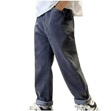 ZyeKqe Toddler Clothes Little Boys Jeans High Waisted Denim Pants Straight Leg Casual Loose Trousers with Pockets