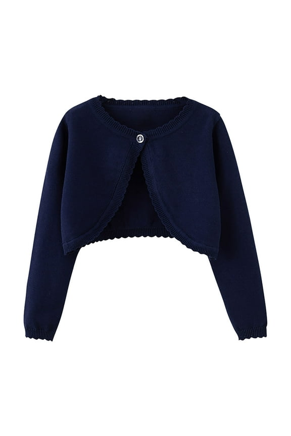 Toddler Girls Cardigan Sweater Baby Knit Shrugs Kids Long Sleeve Cropped Dress up Button Closure Jacket Tops