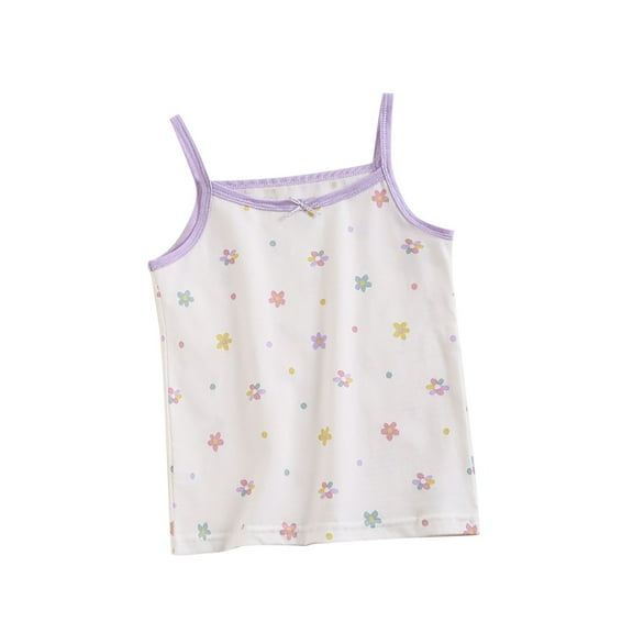 ZyeKqe Toddler Girls Cotton Camisole Top Newborn Spaghetti Strap Tank Top Sleeveless Undershirts Infant Crewneck Casual Comfy Vest