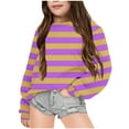 thumbnail image 1 of ZyeKqe Toddler Girls Fleece Lined Crewneck Sweatshirts Kids Casual Pullover Top Toddler Striped Long Sleeve Shirts Fall Winter, 1 of 3