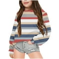 thumbnail image 1 of ZyeKqe Toddler Girls Fleece Lined Crewneck Sweatshirts Kids Casual Pullover Top Toddler Striped Long Sleeve Shirts Fall Winter, 1 of 3