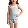 thumbnail image 1 of ZyeKqe Toddler Kids 2 Piece Sets Square Neck Sleeveless Tank Tops Cotton Lightweight Soft Comfy Loungewear Summer Outfits(18-24 Months,Gray), 1 of 7