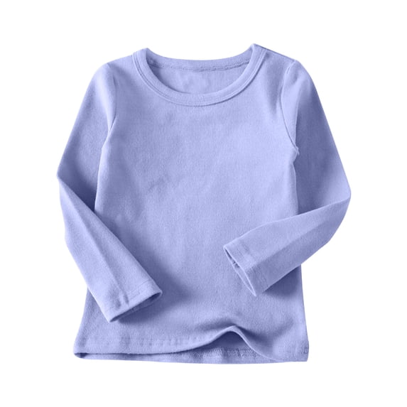ZyeKqe Toddler Kids Boys Girls Shirts Casual Long Sleeve Top Round Neck Undershirt Base Layer Solid Color Fall Winter Tops