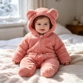 thumbnail image 1 of ZyeKqe Toddler Kids Rompers Fleece Full Zipper Hooded Footed Cute Casual Fuzzy Comfy Winter Warm Jumpsuits with Pockets(6-9 Months,Pink), 1 of 9