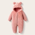 thumbnail image 1 of ZyeKqe Toddlers Rompers Fleece Long Sleeve Zipper Hooded Cute Casual Thick Winter Keep Warm Casual Crawl Jumpsuits(3-6 Months,Pink), 1 of 8