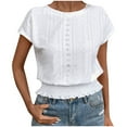 thumbnail image 1 of ZyeKqe Tops for Women Crochet Short Sleeve Shirts Crewneck Loose Fitted Summer Top Dressy Casual Blouses, 1 of 5