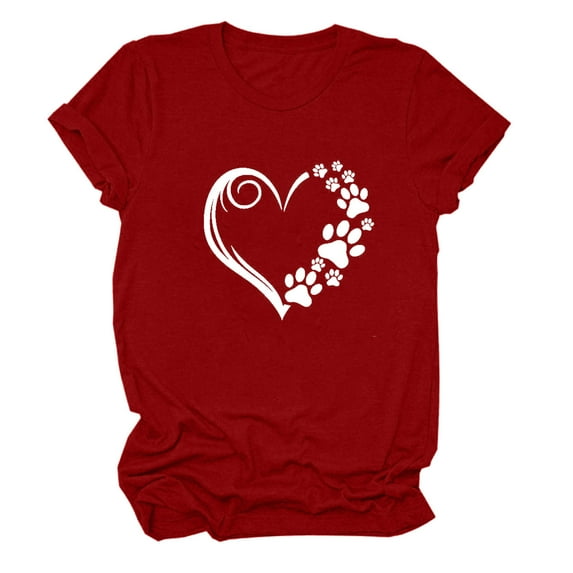 ZyeKqe Tops for Women Cute Heart Graphic T-Shirt Printed Casual Short Sleeve Crewneck Tee Top Blouse