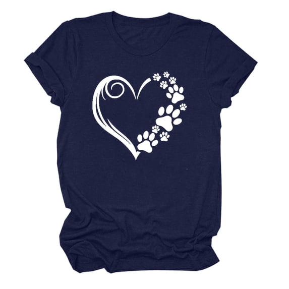 ZyeKqe Tops for Women Cute Heart Graphic T-Shirt Printed Casual Short Sleeve Crewneck Tee Top Blouse