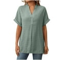 thumbnail image 1 of ZyeKqe Tops for Women Trendy Short Sleeve Work Shirts Dressy Casual V Neck Loose Fitted Business Top Blouses, 1 of 7