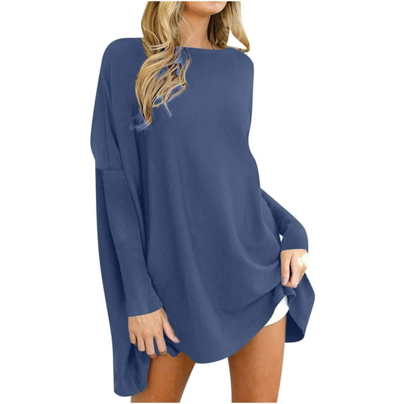 ZyeKqe Tunic or Tops to Wear with Leggings for Women Long Sleeve Shirt Crewneck Loose Fitting Tees T Shirts Blouses