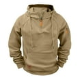 thumbnail image 1 of ZyeKqe Hoodies for Men Quarter Zip Fleece Lined Oversized Drawstring Fall Winter Hooded Sweatshirt with Pockets, 1 of 5