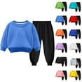 thumbnail image 1 of ZyeKqe Girls Boys Sweatsuits 2 Piece Outfits Crewneck Sweatshirts Sweatpants Fall Sets Solid Tracksuits with Pockets, 1 of 4