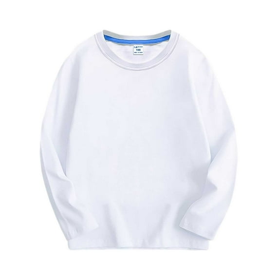 ZyeKqe Unisex Kids Long Sleeve Shirts Crewneck T-Shirts Solid Color Tees Pullover Soft Top Blouse