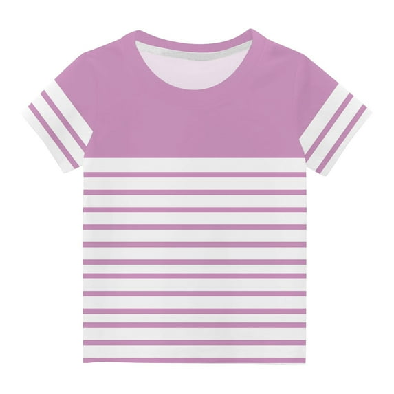 ZyeKqe Unisex Summer Tops Toddler Boys Girls Short Sleeve Shirts Kids Crewneck Striped Loose Fitted Tees Baby Clothes
