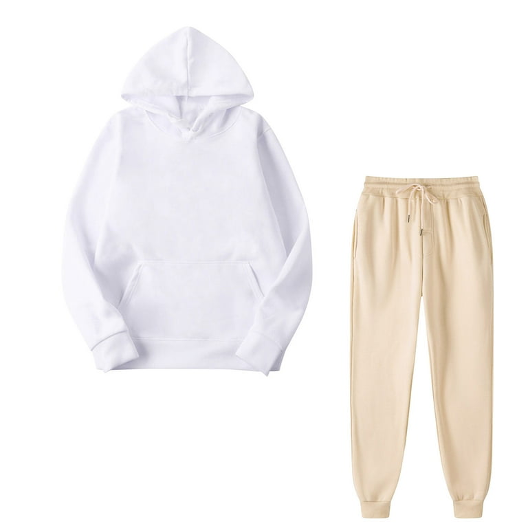 ZyeKqe Unisex Sweatsuits 2 Piece Juniors Fall Casual Sets Long Sleeve Hoodies Sweatshirt Pullover with Slacks