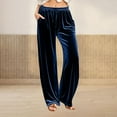 thumbnail image 1 of ZyeKqe Velvet Wide Leg Pants for Women Drawstring Elastic Waisted Baggy Lounge Comfy Trousers with Pockets, 1 of 6